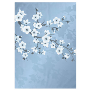 Blue Shimmering Cherry Blossom Tablecloth