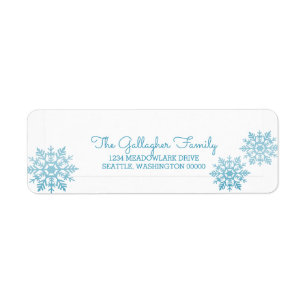 Blue Shimmering Chic Snowflake Holiday Return Address Label