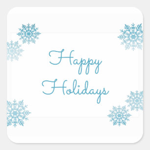 Blue Shimmering Chic Snowflake Holiday Square Sticker