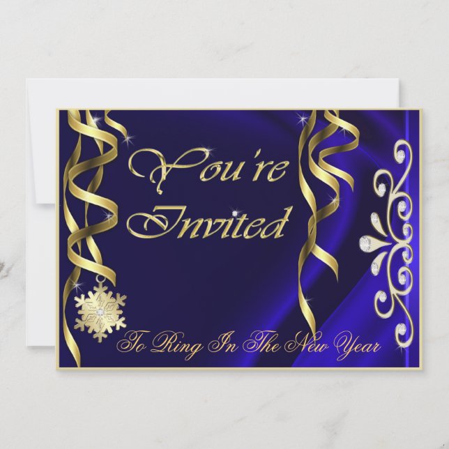 Blue Shimmering Soiree New Years Eve Invitation (Front)
