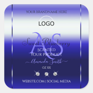 Blue Shimmery Product Labels Initials Jewels Logo