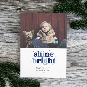 Blue Shine Bright Hanukkah Photo Card