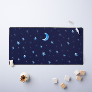 Blue Shining Christmas  Stars and Moon on sky Desk Mat