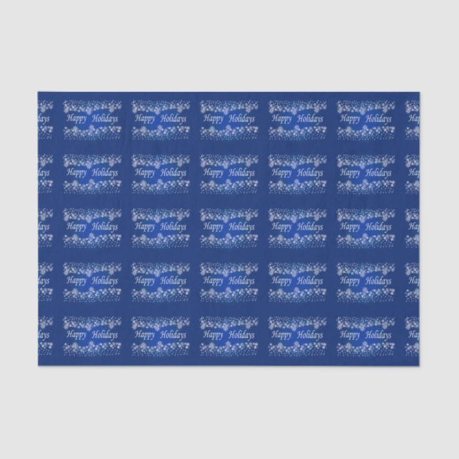 Blue Shining Stars Happy Holiday Tissue Paper (Front)