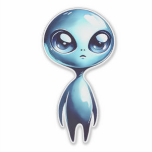 Blue Shiny Alien Sticker