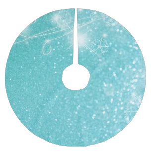 Blue Shiny Glitter Brushed Polyester Tree Skirt