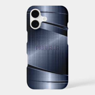 Blue Shiny Metallic Brushed Aluminium Look