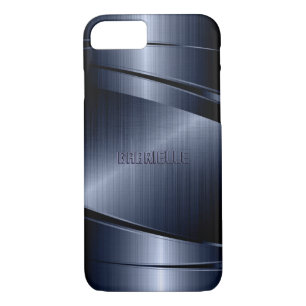 Blue Shiny Metallic Brushed Aluminium Look iPhone 8/7 Case