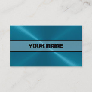 Blue Shiny Stainless Steel Metal 4 Business Card