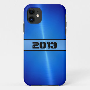 Blue Shiny Stainless Steel Metal 9 iPhone 11 Case
