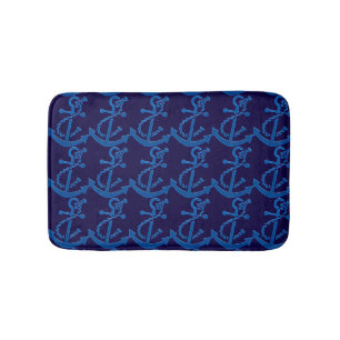 Blue Ship's Anchor Marine-themed Nautical Design Bath Mat