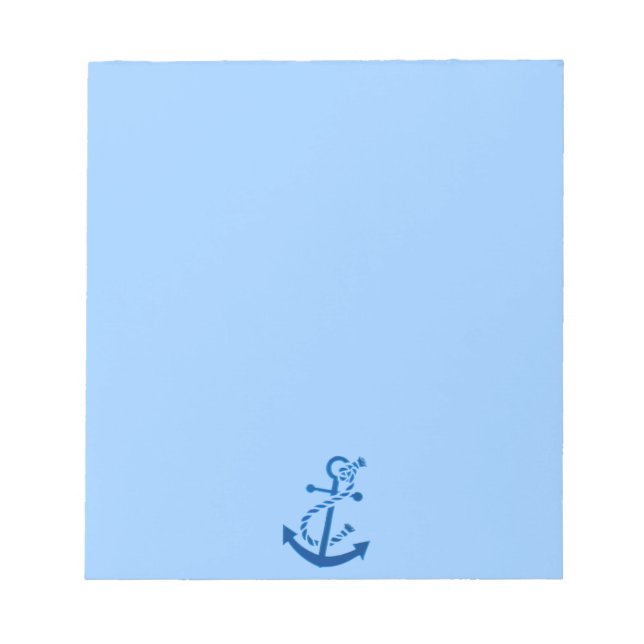 Blue Ship's Anchor Nautical Marine Themed Notepad (Front)