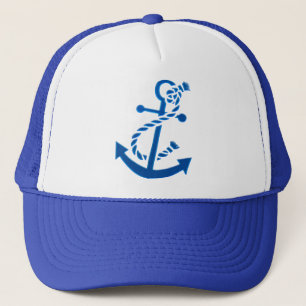 Blue Ship's Anchor Nautical Marine Themed Trucker Hat