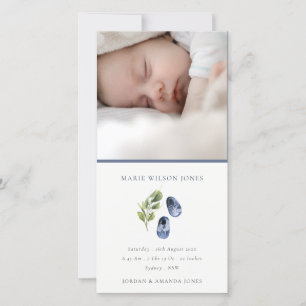 Blue Shoes Foliage Photo Baby Birth Announcement