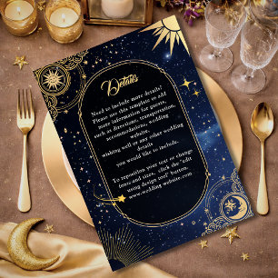 Blue shooting star Celestial sun details wedding Enclosure Card