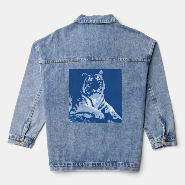 Blue Siberian Tiger Denim Jacket (Back)