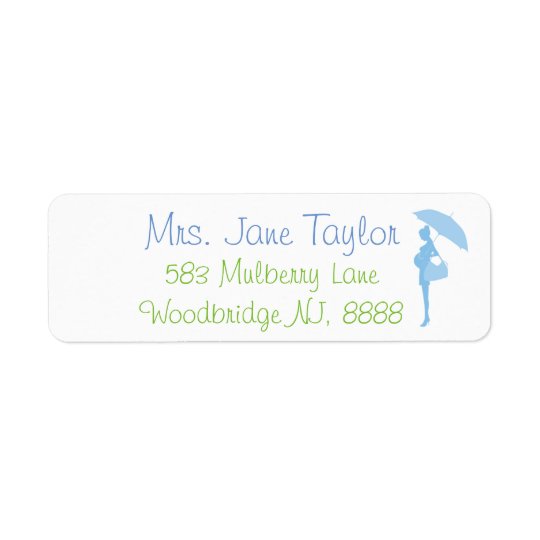Blue Silhouette Baby Shower Address Labels