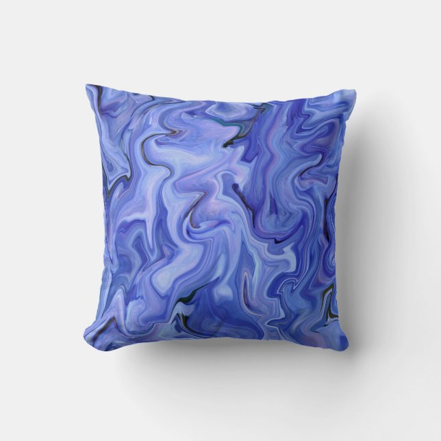 Blue silk abstract      cushion (Front)