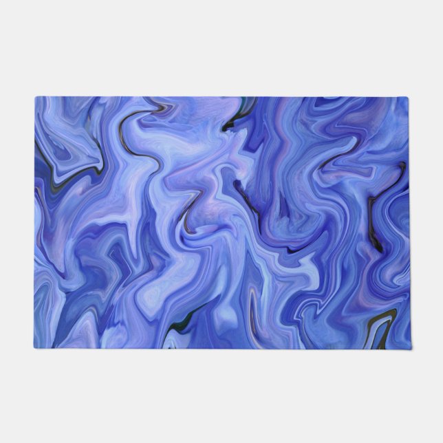 Blue silk abstract    doormat (Front)