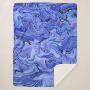 Blue silk abstract      sherpa blanket