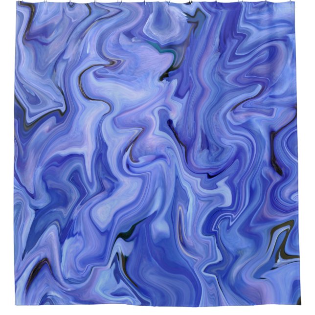 Blue silk abstract      shower curtain (Front)