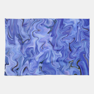 Blue silk abstract tea towel