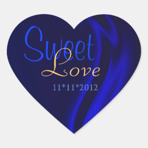 Blue Silk Heart Candy Buffet Sticker