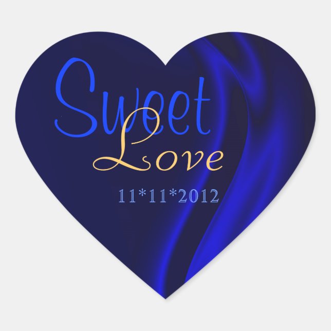 Blue Silk Heart Candy Buffet Sticker (Front)