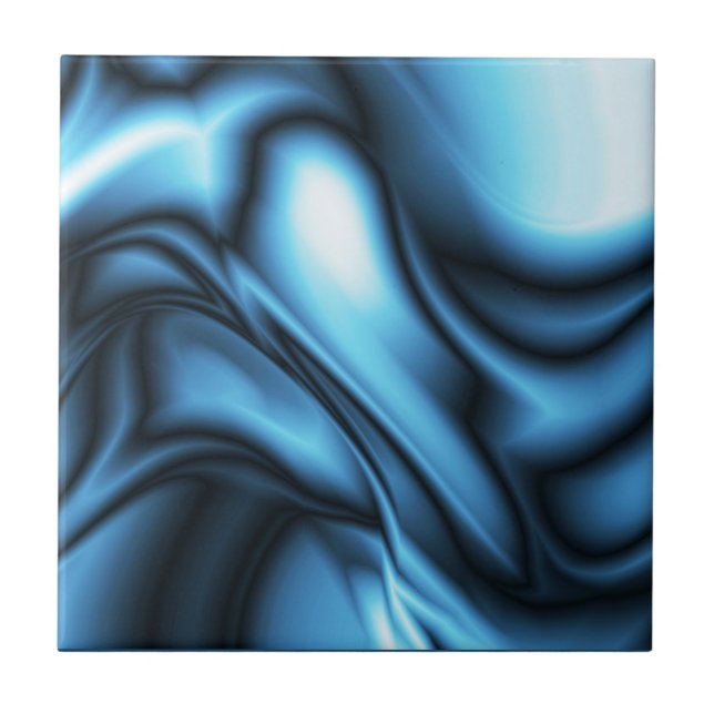 Blue Silk wave Ceramic Tile (Front)