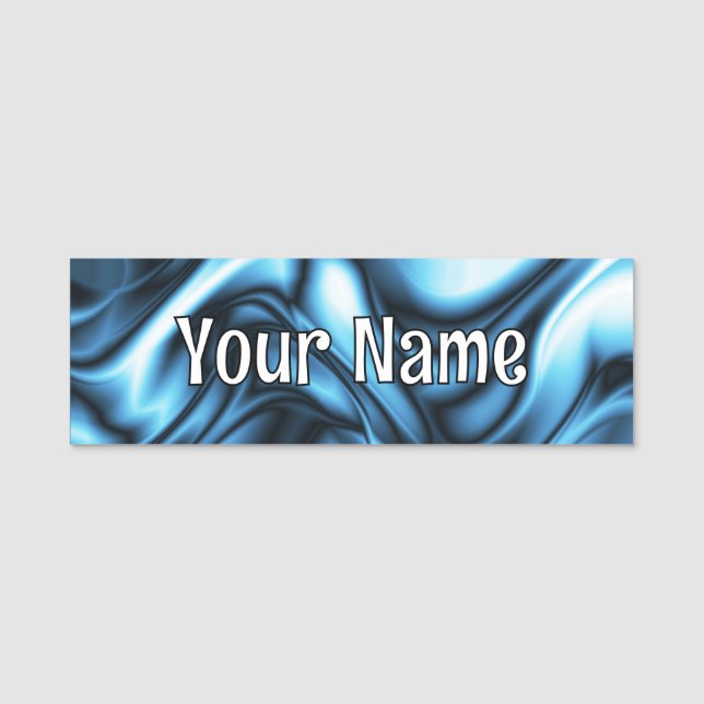 Blue Silk wave Name Tag (Front)