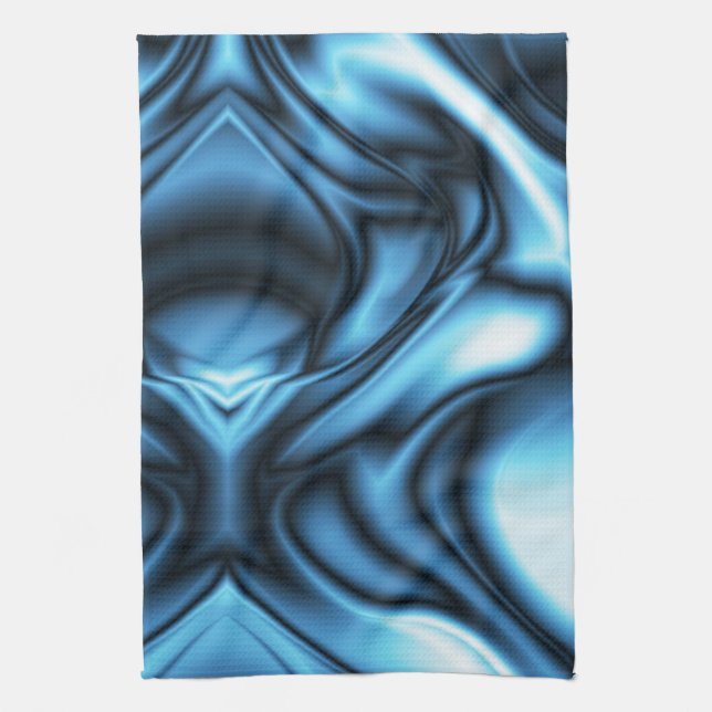 Blue Silk wave Tea Towel (Vertical)