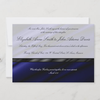 Blue Silk Wedding Invitation