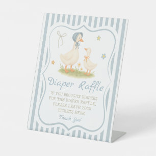 Blue Silly Goose Baby Shower Diaper Raffle Pedestal Sign