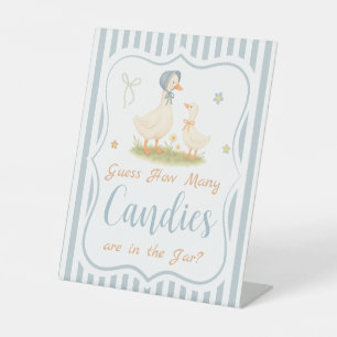 Blue Silly Goose Baby Shower Guess How Many Pedestal Sign