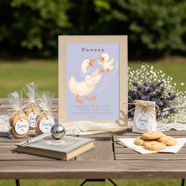 Blue Silly Goose Favour Table Sign  Invitation (Blue Silly Goose Favor Table Sign )