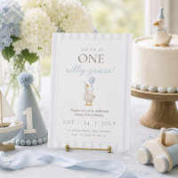 Blue Silly Goose First Birthday Invitation