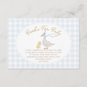 Blue Silly Goose Gingham Duck baby shower Enclosure Card