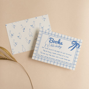 Blue Silly Goose Gingham Ribbon Boy Book Request Enclosure Card