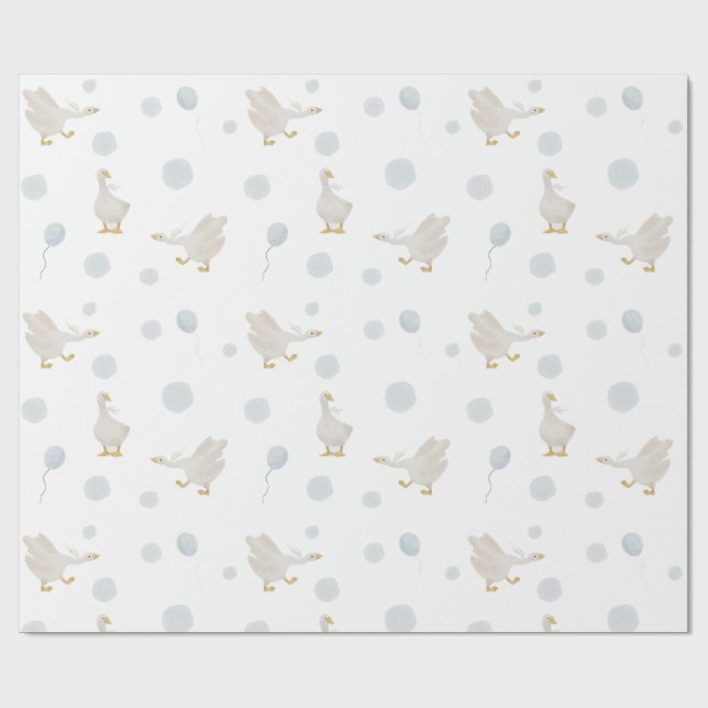 Blue Silly Goose Wrapping Paper (Flat)