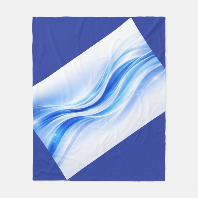 Blue & Silver Abstract Wave Blanket – Modern Flowi (Front)