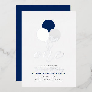Blue & Silver Balloons One 1st Boy Birthday Party