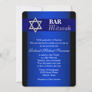 Blue silver bar mitzvah celebrations #4 invitation