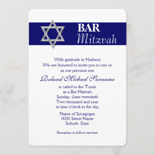 Blue silver bar mitzvah celebrations #4 invitation