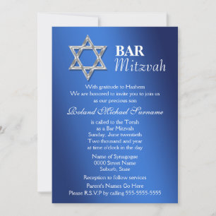 Blue silver bar mitzvah celebrations invitation