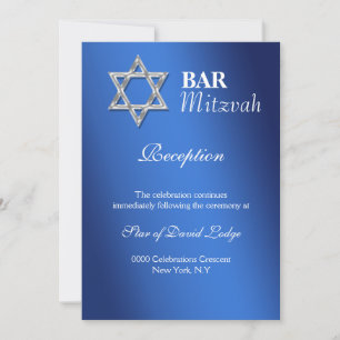 Blue silver bar mitzvah celebrations RECEPTION Invitation