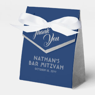Blue & Silver Bar Mitzvah Modern Thank You  Favour Box