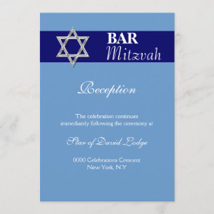 Blue silver bar mitzvah   RECEPTION Invitation