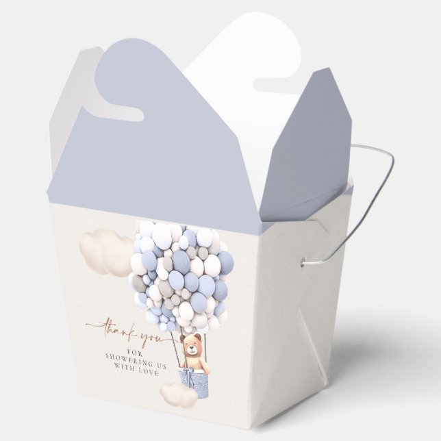 Blue Silver Bear Balloons Favour Box (Opened)