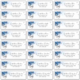 Blue Silver Butterfly 24 Wedding Guest Address