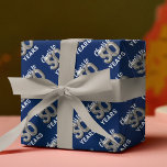 Blue Silver Cheers to 50 Years Birthday Wrapping Paper Sheet<br><div class="desc">Elegant fiftieth adult birthday wrapping paper featuring a stylish navy blue background that can be changed to any colour,  silver sparkly glitter,  and the saying "cheers to 50 years" using fifty silver hellium balloons.</div>